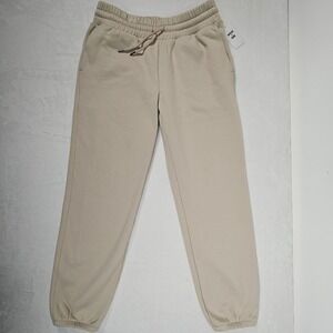 MODE OF ONE Tan Beige Sweatpants Joggers Fleece Wall Drawstring Elastic Waist‎